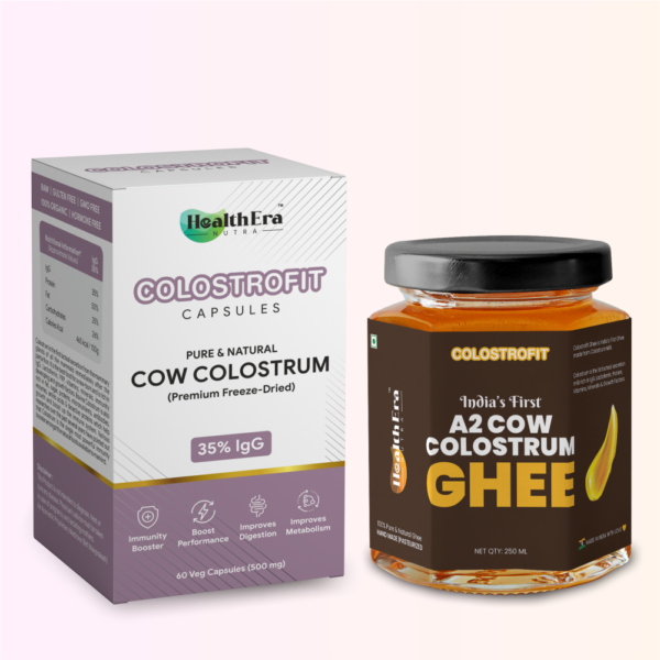 COLOSTROFIT Cow Colostrum Capsules (60 Caps.) and COLOSTROFIT Cow Colostrum Ghee (250 ml)